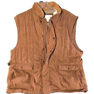 Orvis Sporting Tradition Mens XXL Brown Faux Suede Quilted Shooting Hunting Vest